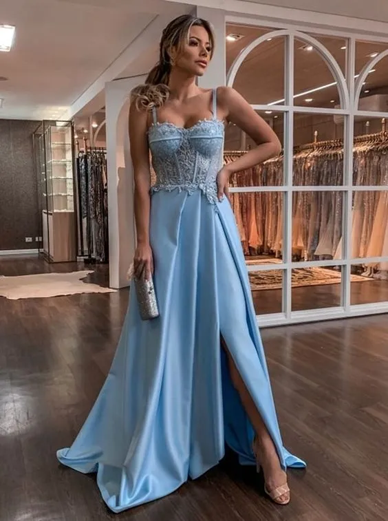 2020 Chic blue long cheap Prom Evening Dresses cg6571