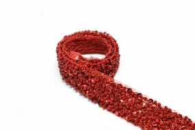 3/8" Red Beaded Sequin Trim