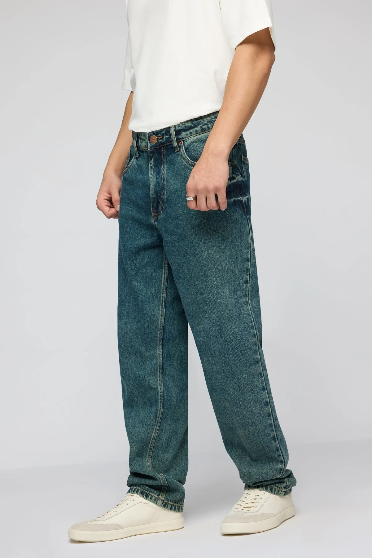 Aqua Teal Men's Relaxed Fit Jeans