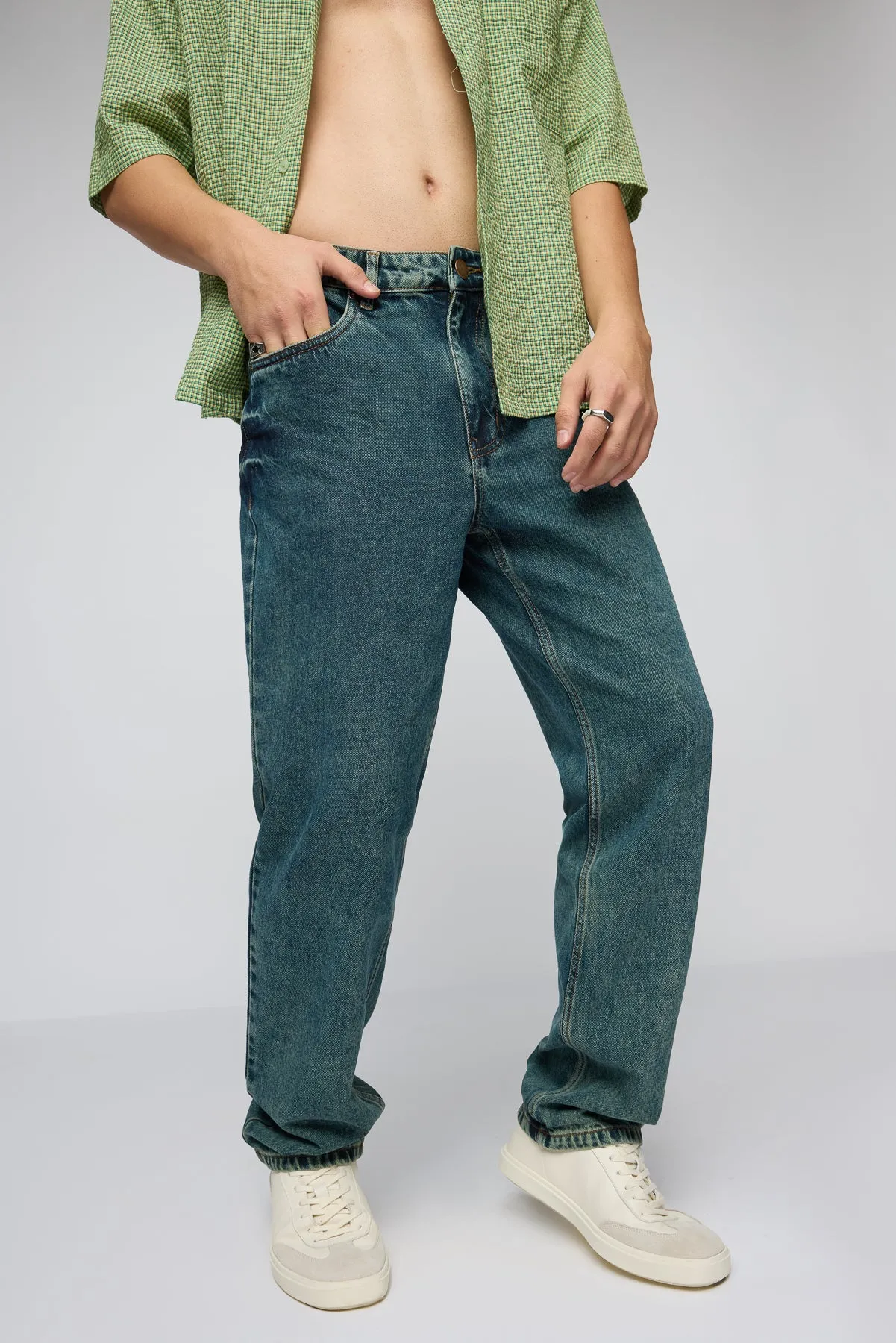 Aqua Teal Men's Relaxed Fit Jeans