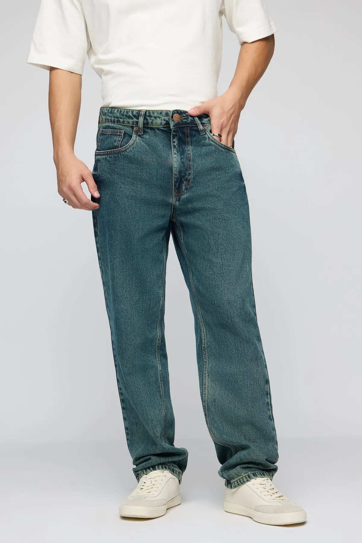 Aqua Teal Men's Relaxed Fit Jeans