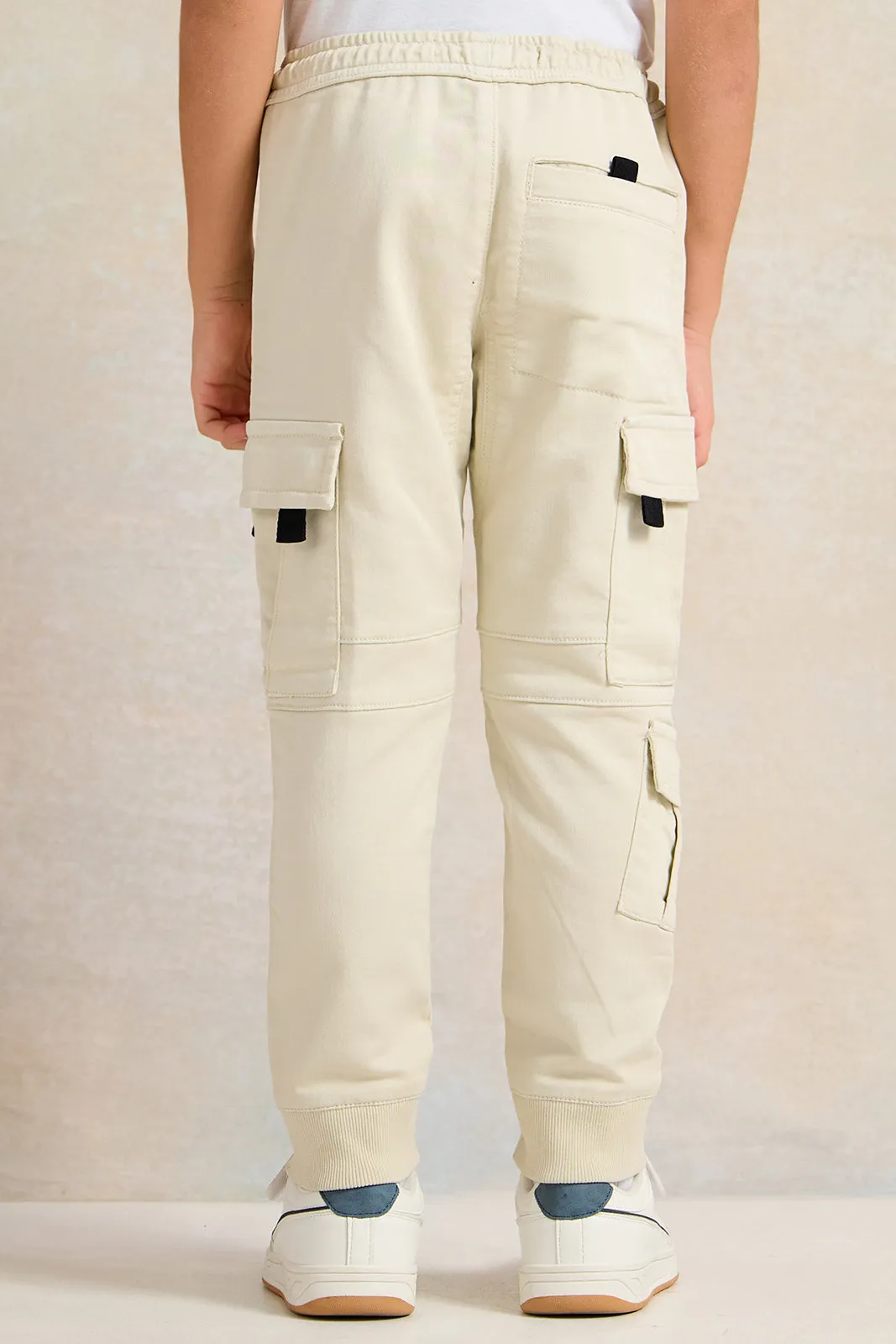 Boys Beige Denim Jogger