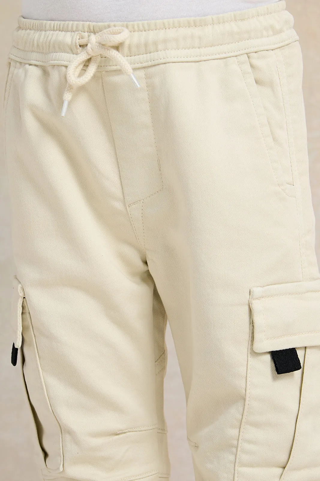 Boys Beige Denim Jogger