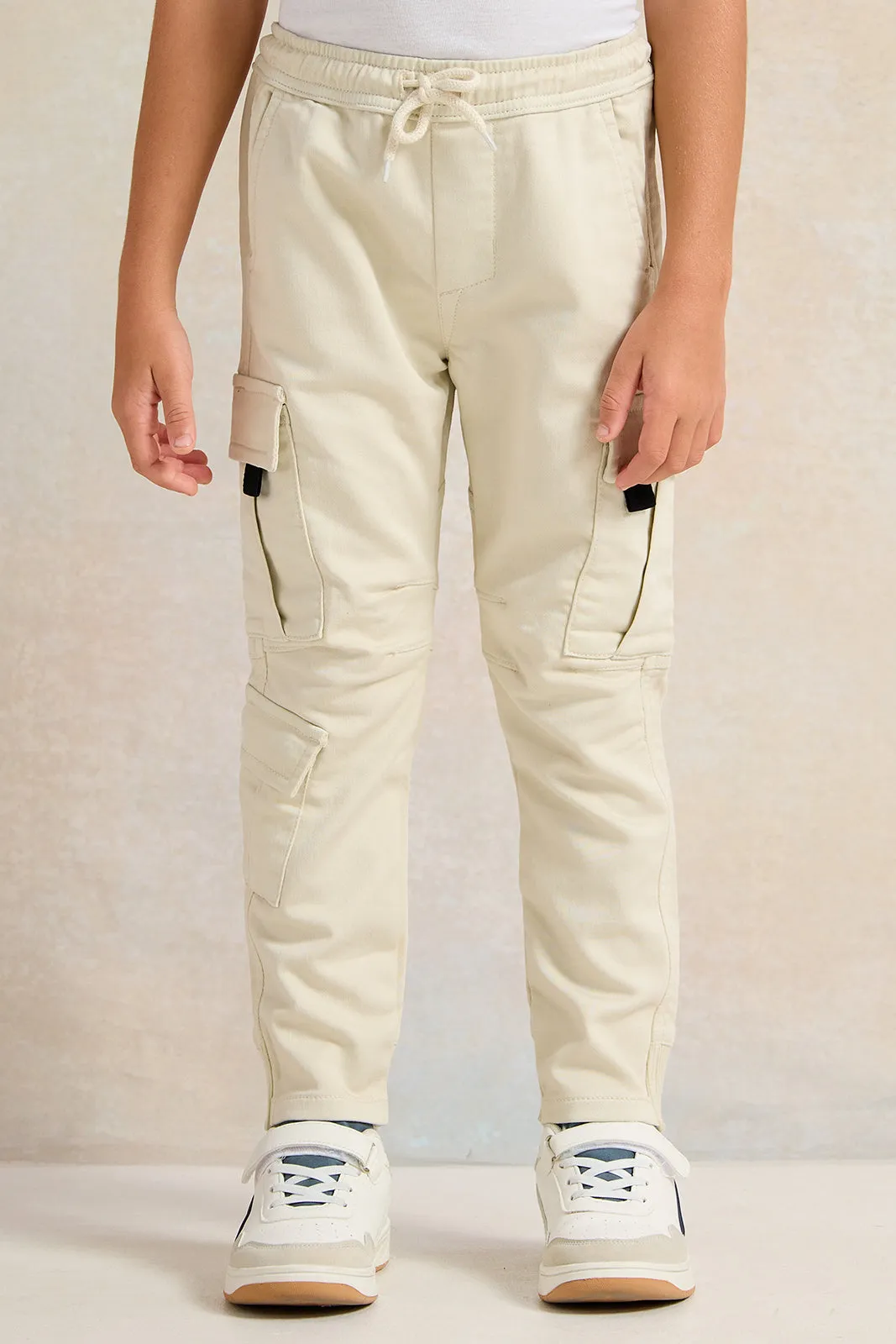 Boys Beige Denim Jogger