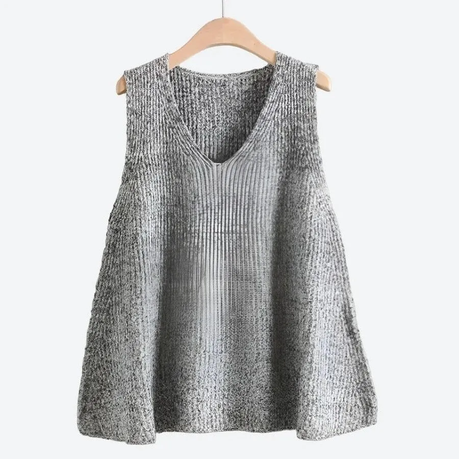 Chic Metallic Knit Sleeveless Tunic Tops