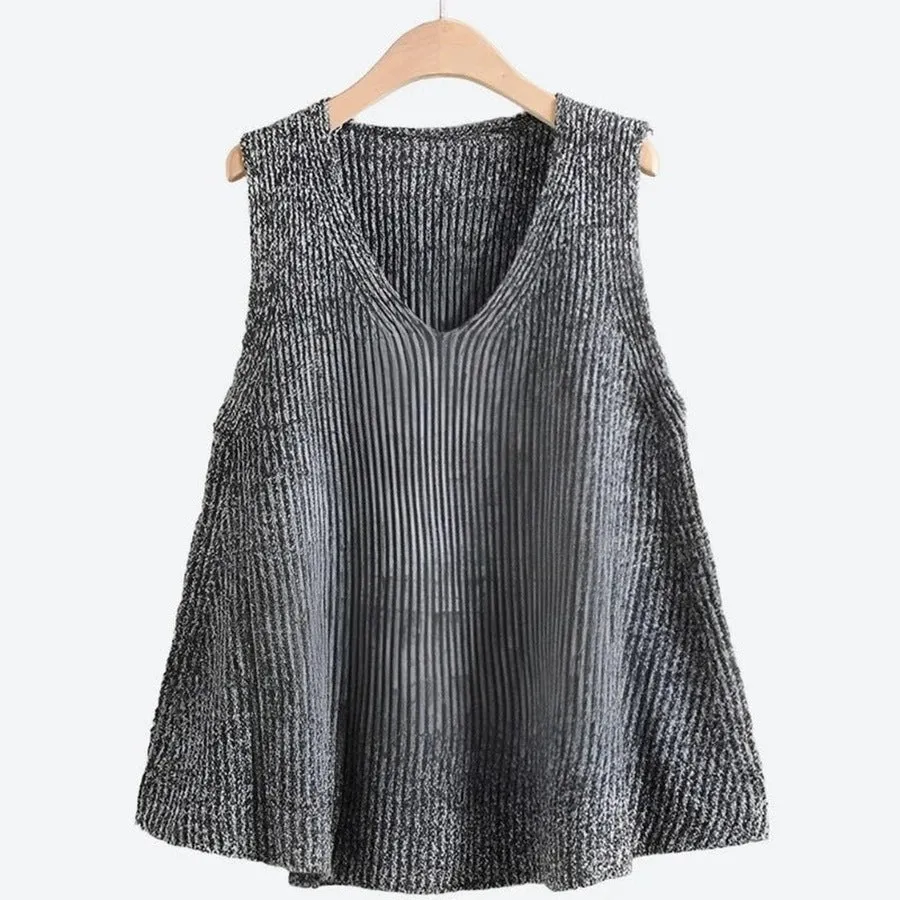 Chic Metallic Knit Sleeveless Tunic Tops