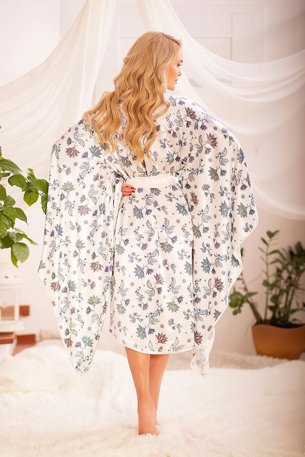 Chic Satin Springtime Lounge Robe