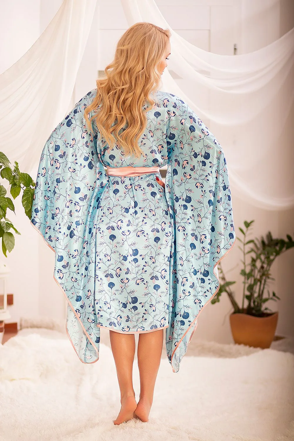 Chic Satin Springtime Lounge Robe