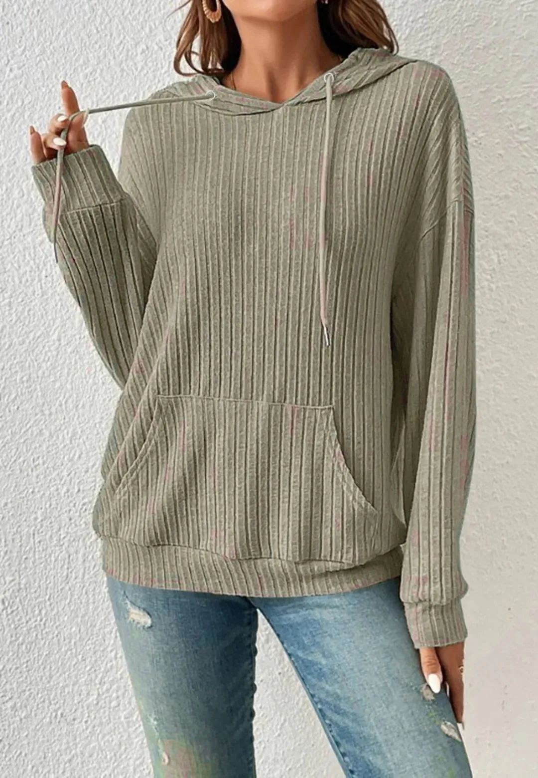 Classic Ribbed Knit Hoodie