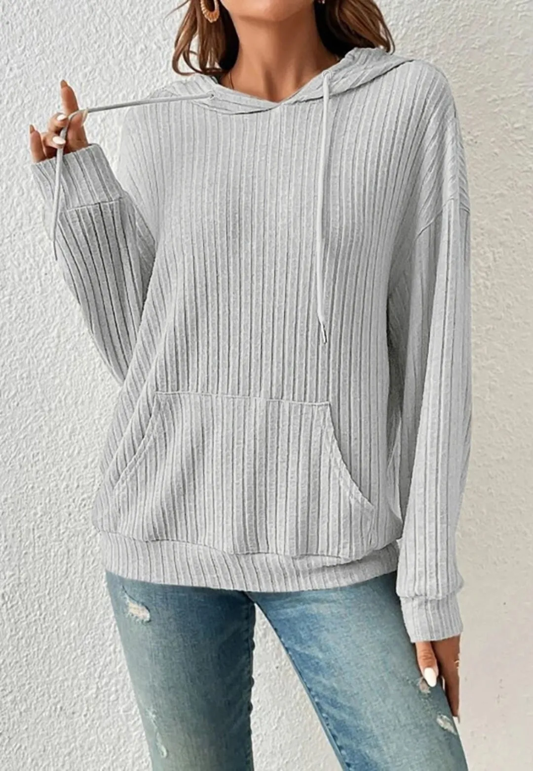 Classic Ribbed Knit Hoodie