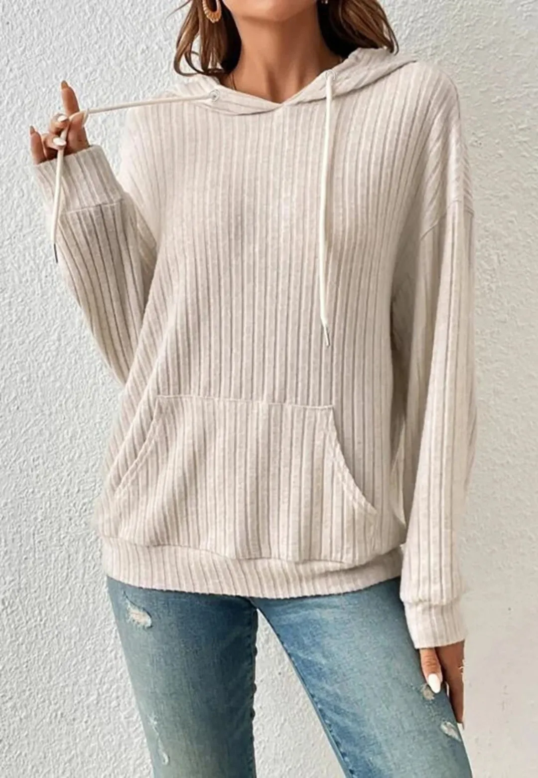 Classic Ribbed Knit Hoodie