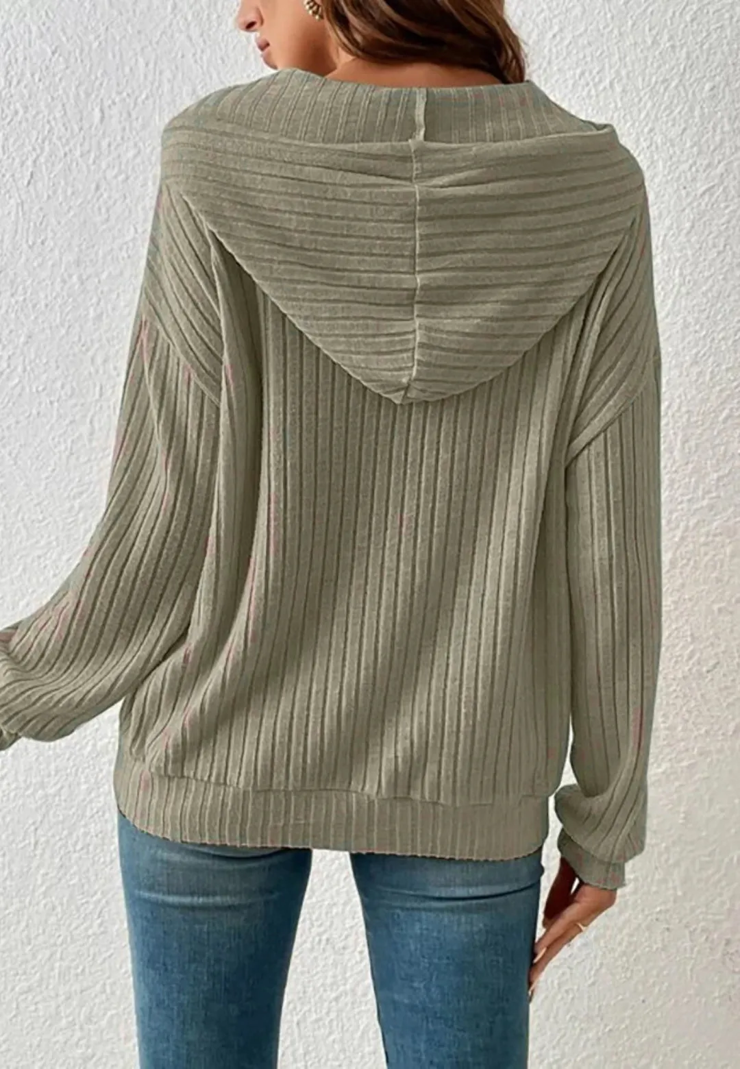 Classic Ribbed Knit Hoodie