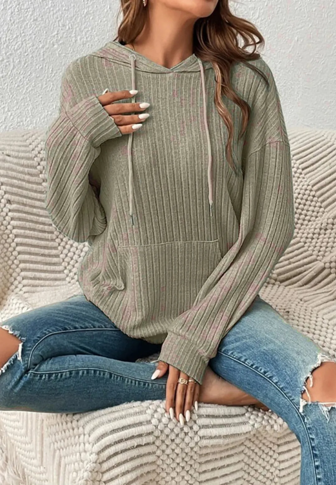 Classic Ribbed Knit Hoodie