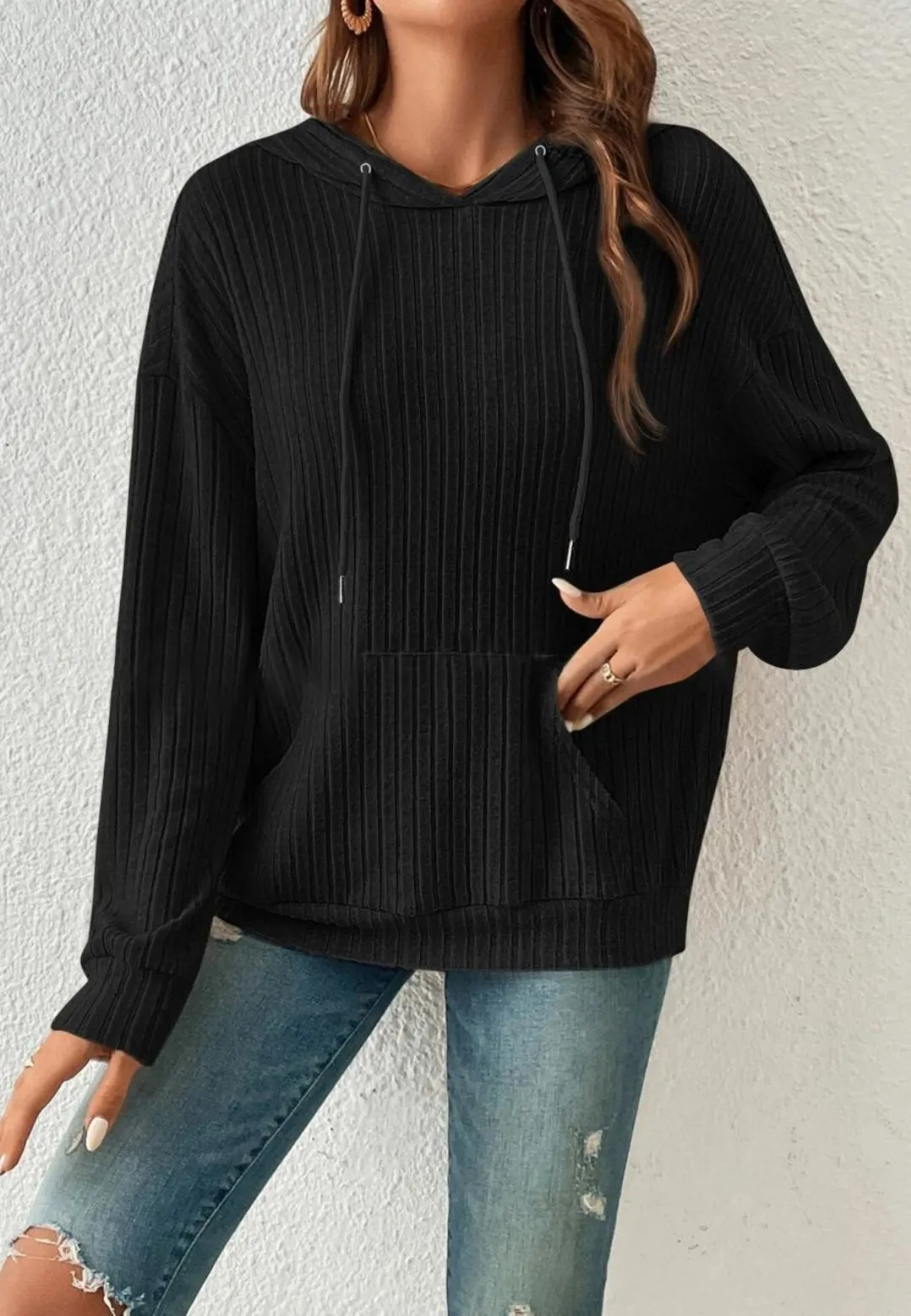 Classic Ribbed Knit Hoodie