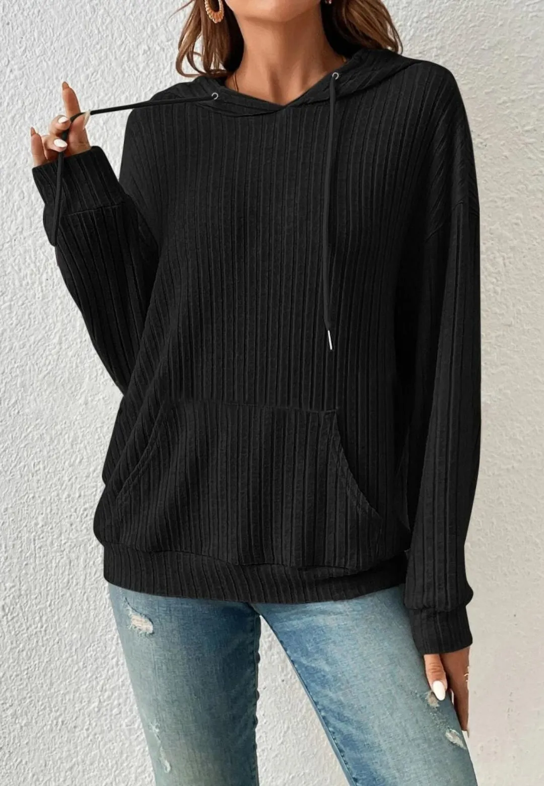 Classic Ribbed Knit Hoodie