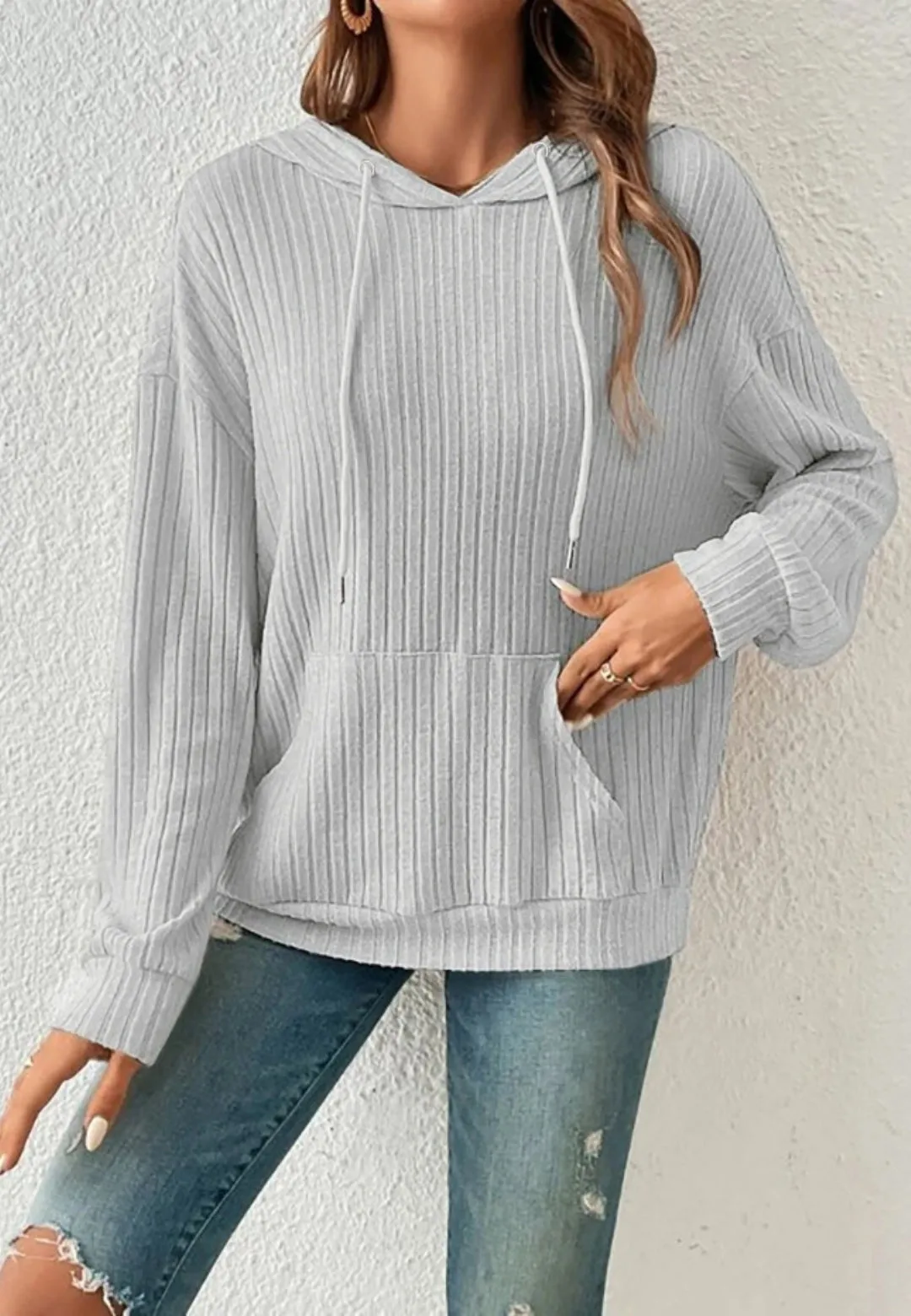 Classic Ribbed Knit Hoodie