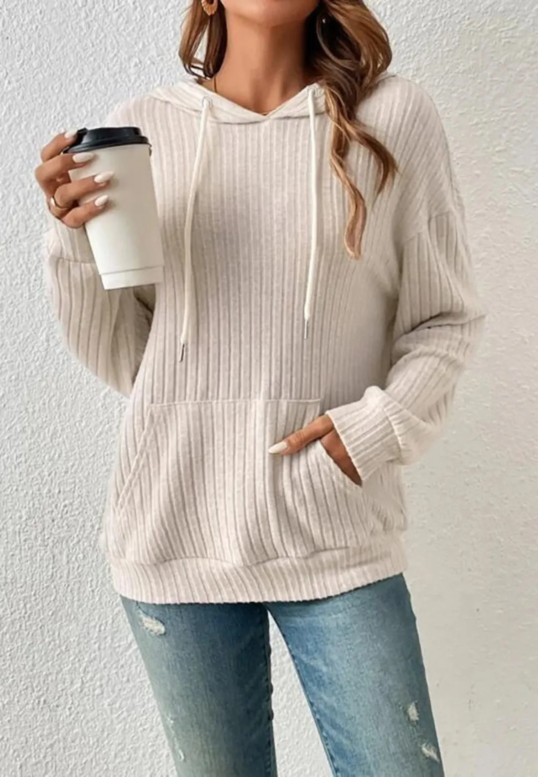 Classic Ribbed Knit Hoodie