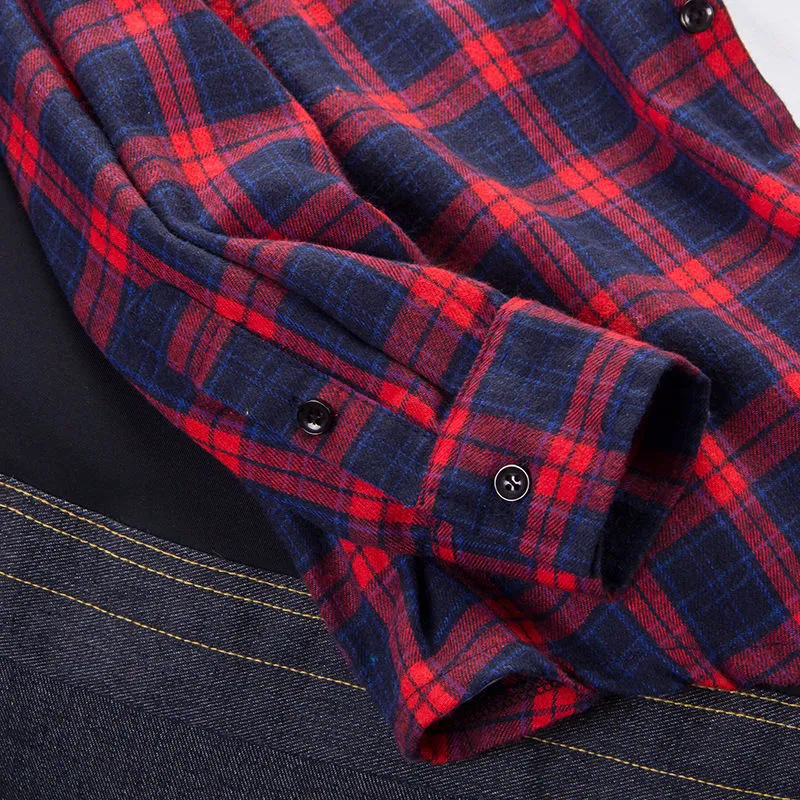 Cotton Shirt Men Long Sleeved Korean Trendy Chequered Casual Tops Men Shirt