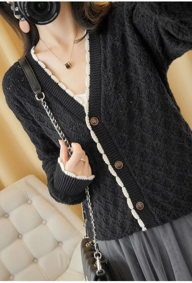 Country Thin Knitted Cardigan Women Matching Korean Loose Trendy Tops Outerwear