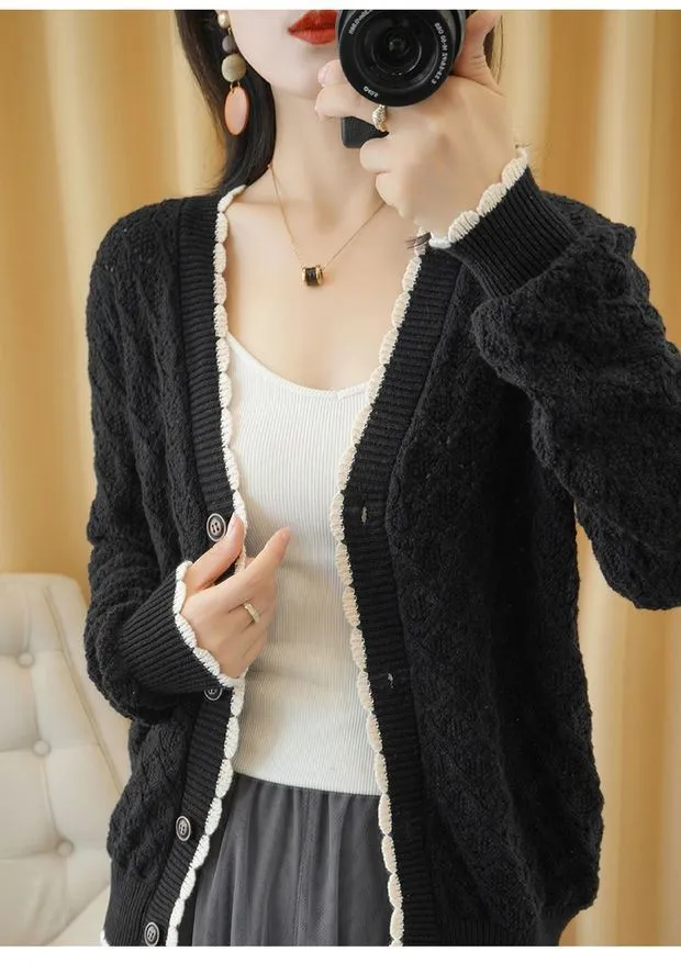 Country Thin Knitted Cardigan Women Matching Korean Loose Trendy Tops Outerwear