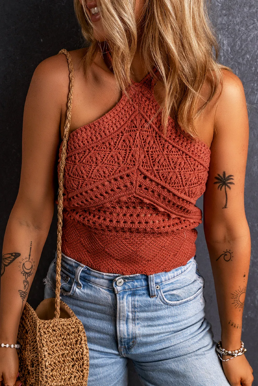 Crochet Halter Neck Backless Tank Top