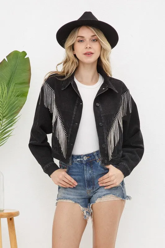 Denim Chevron Fringe Jacket • More Colors