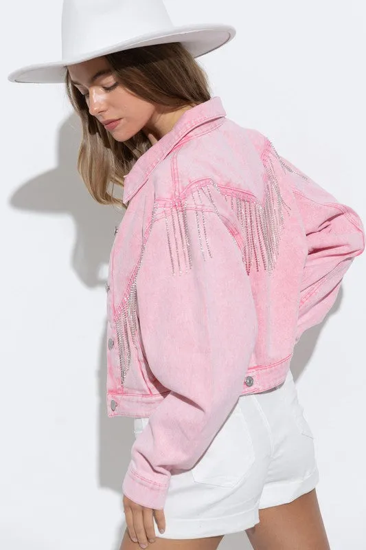 Denim Chevron Fringe Jacket • More Colors