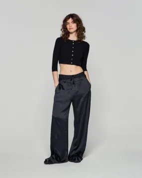 Double Waistband Relaxed Jogger - Black