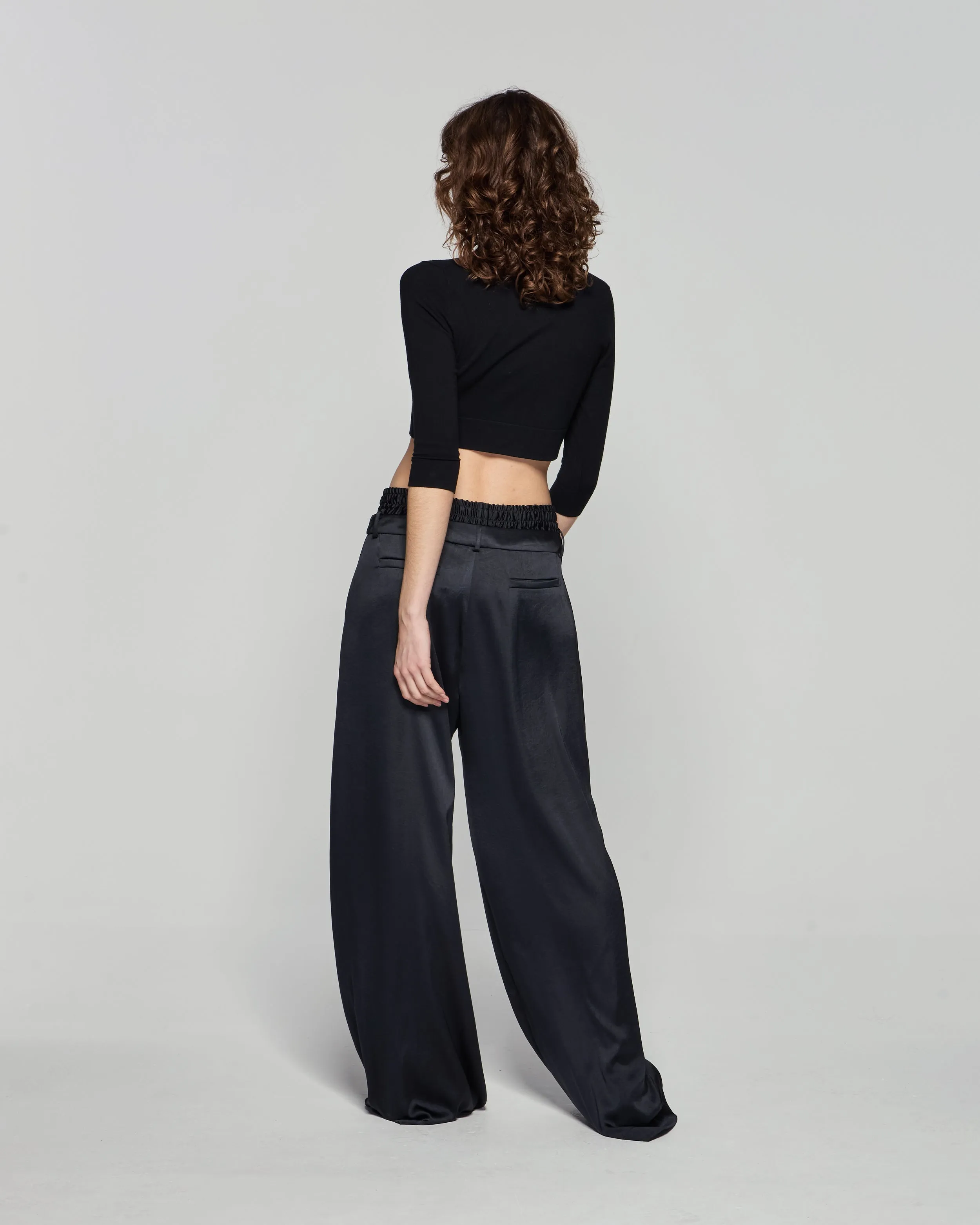 Double Waistband Relaxed Jogger - Black