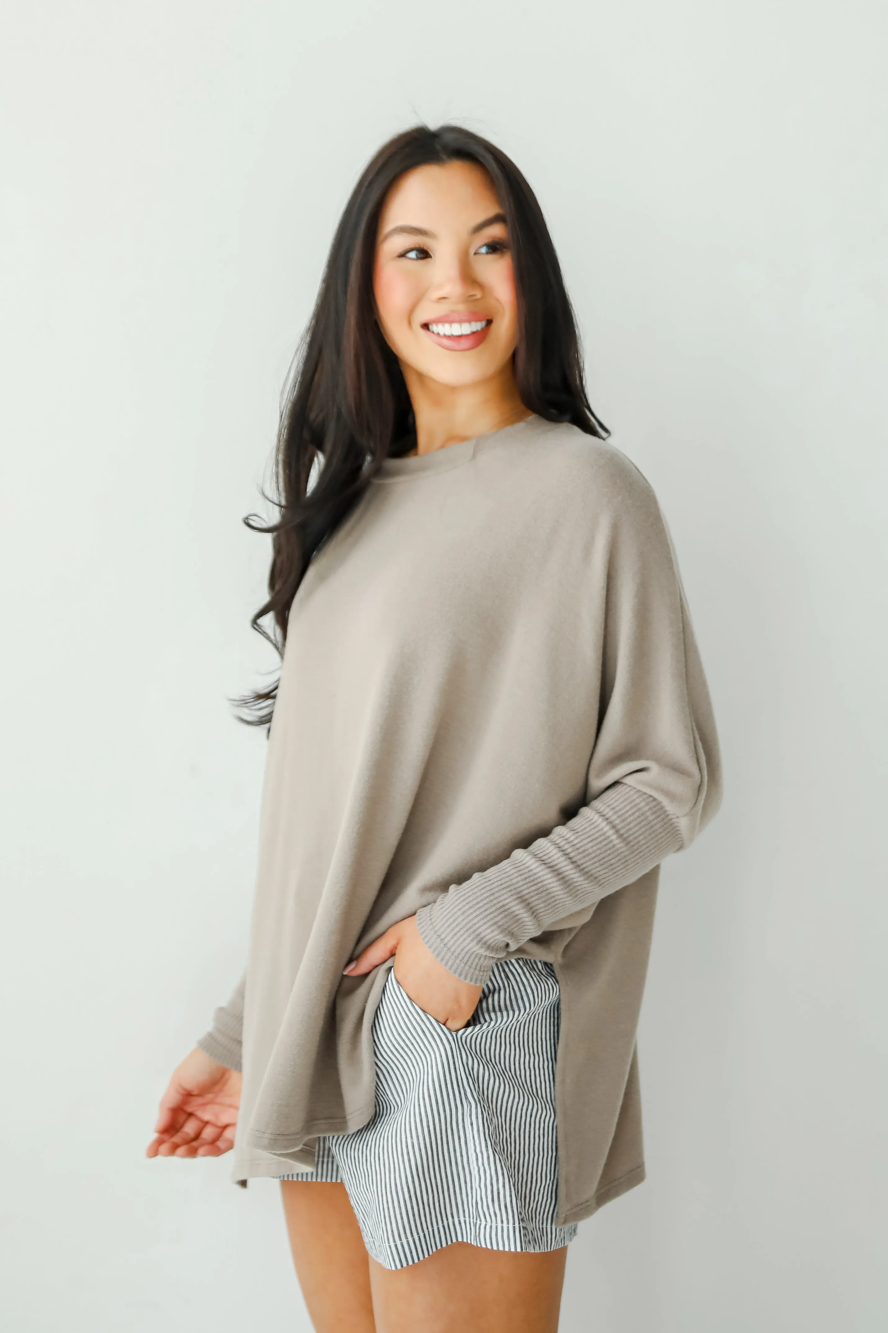 Easygoing Energy Mocha Soft Knit Top - DU DEAL