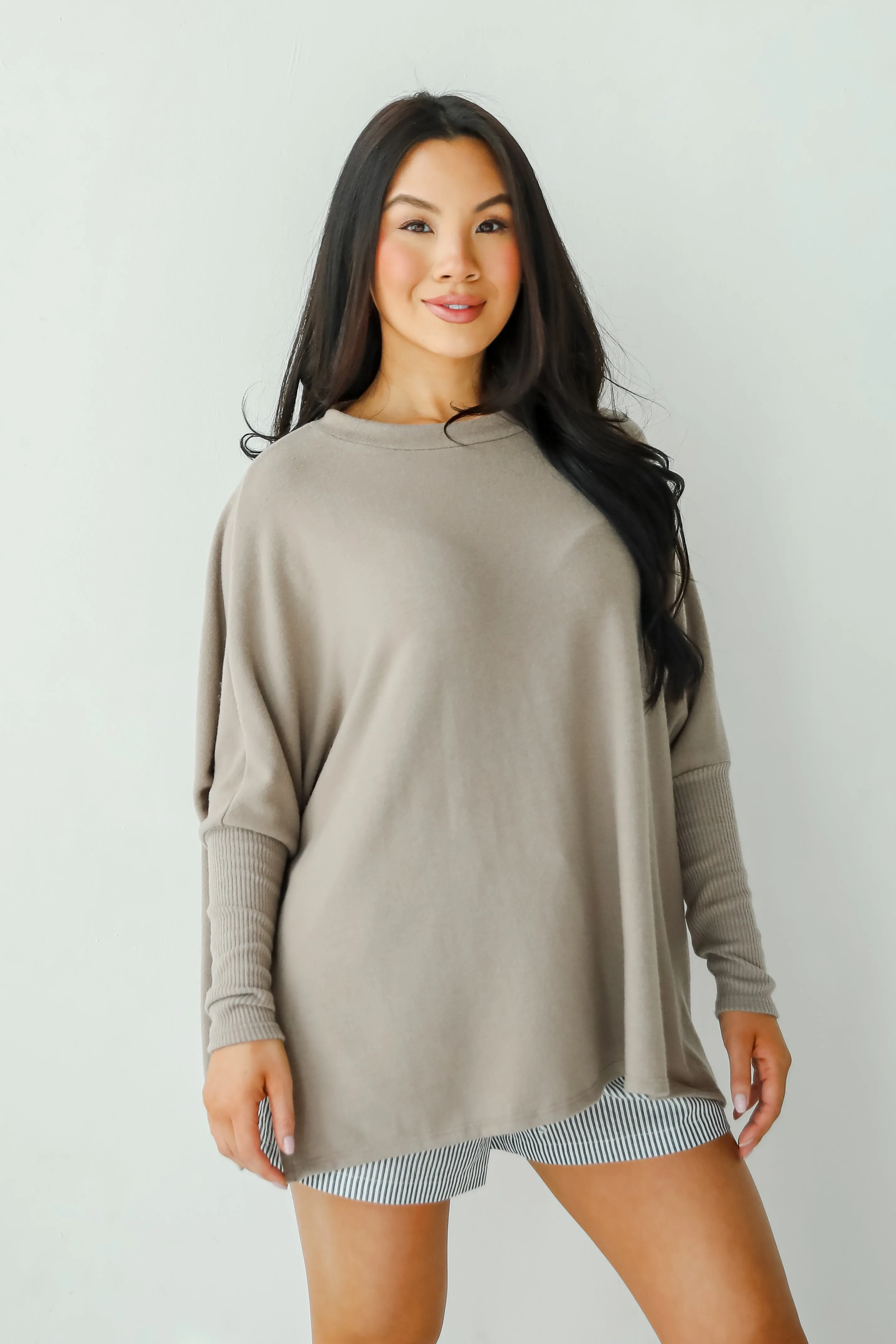 Easygoing Energy Mocha Soft Knit Top - DU DEAL