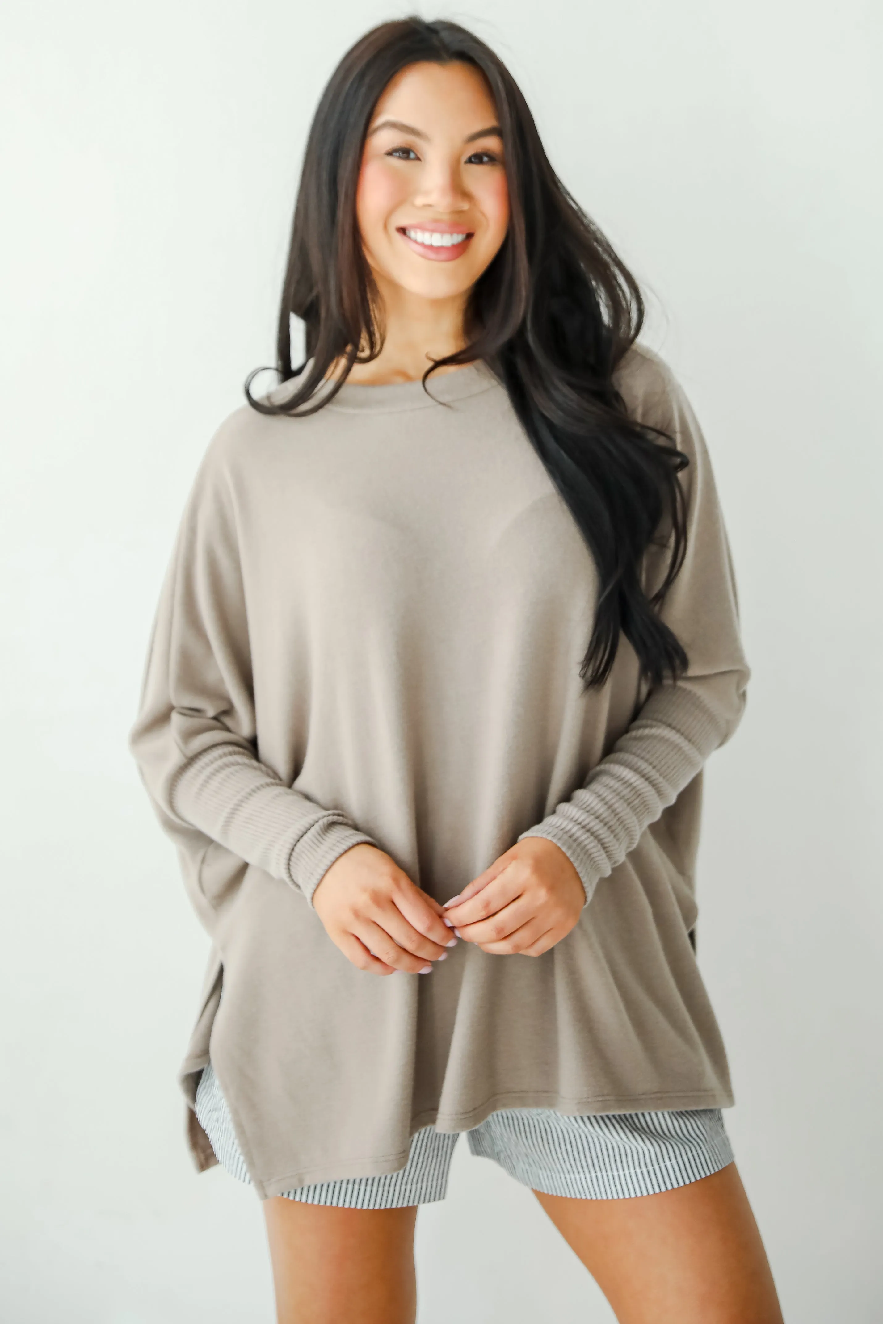 Easygoing Energy Mocha Soft Knit Top - DU DEAL