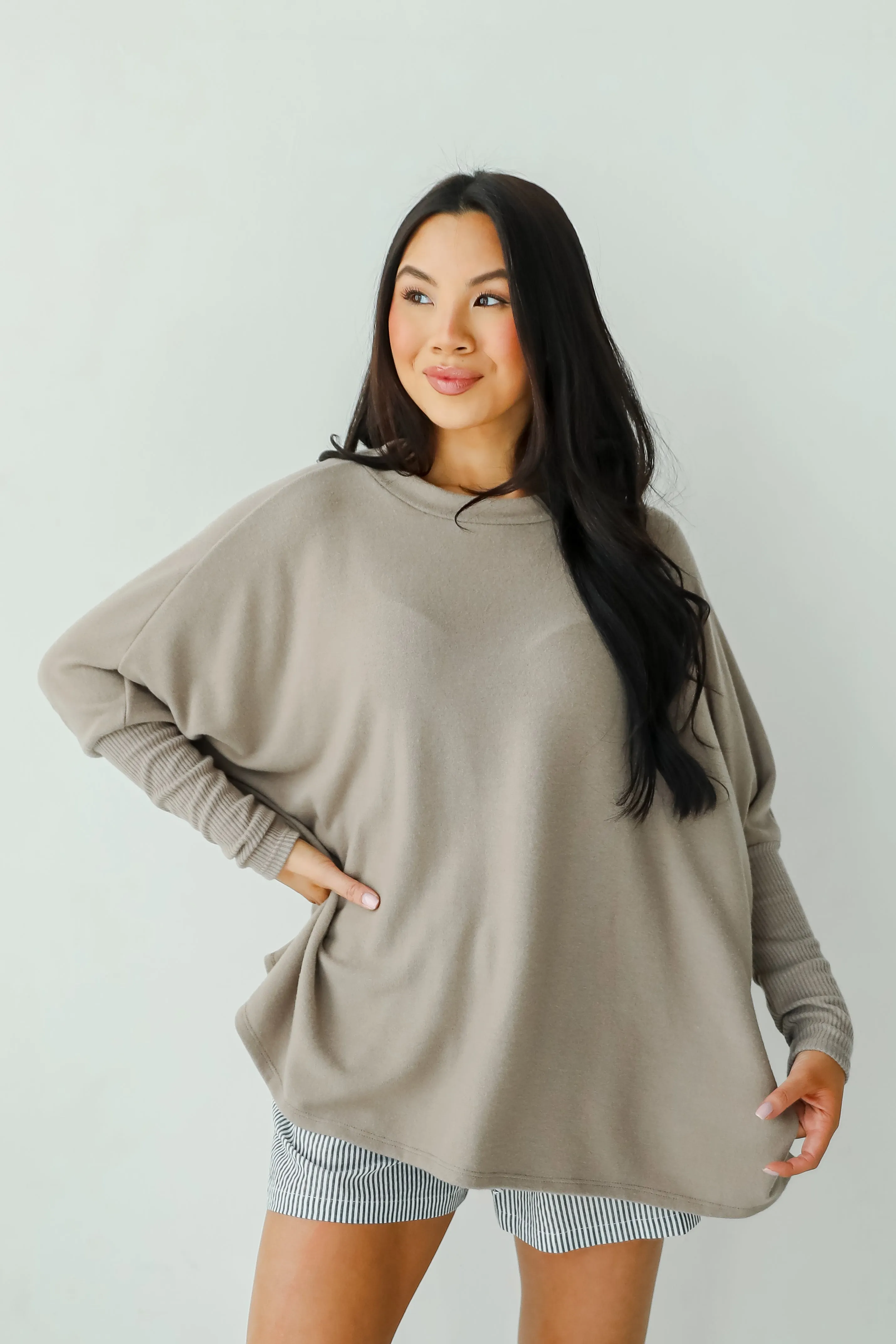 Easygoing Energy Mocha Soft Knit Top - DU DEAL