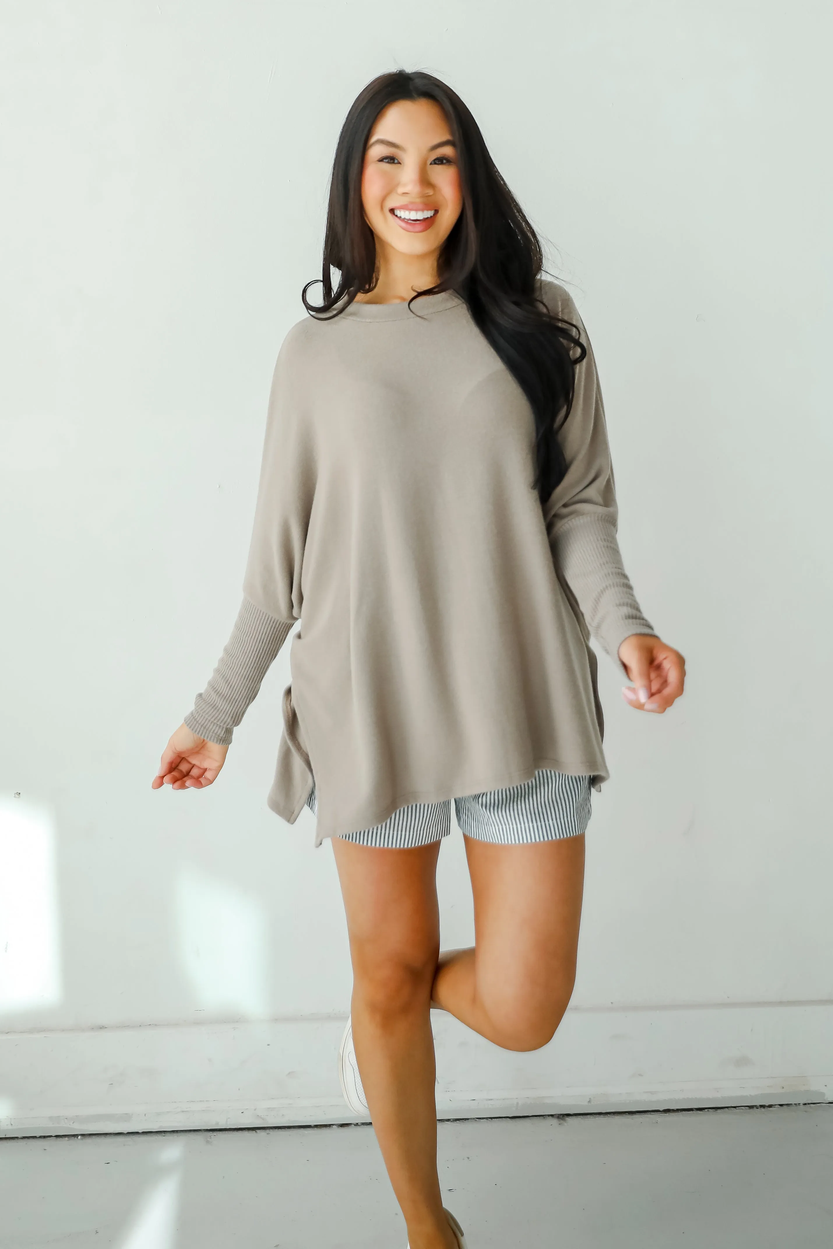 Easygoing Energy Mocha Soft Knit Top - DU DEAL