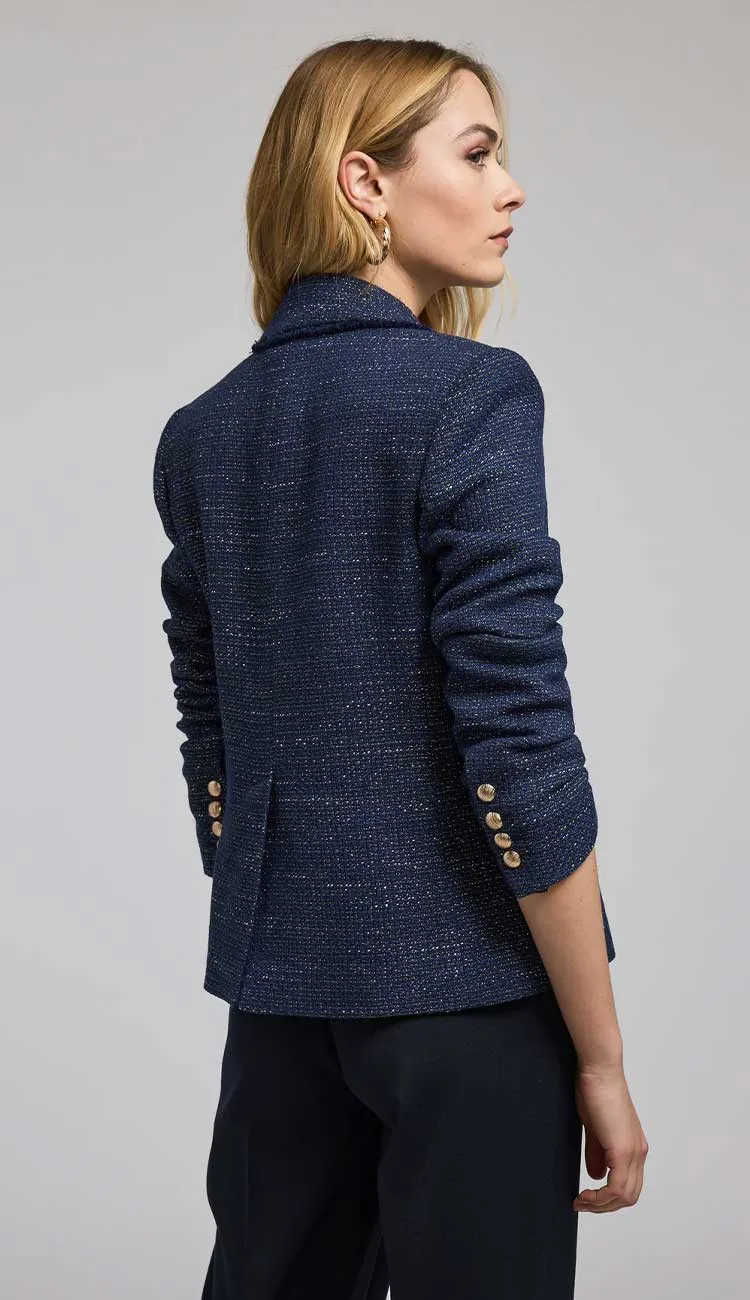 Eliza Tweed Blazer Navy Gold