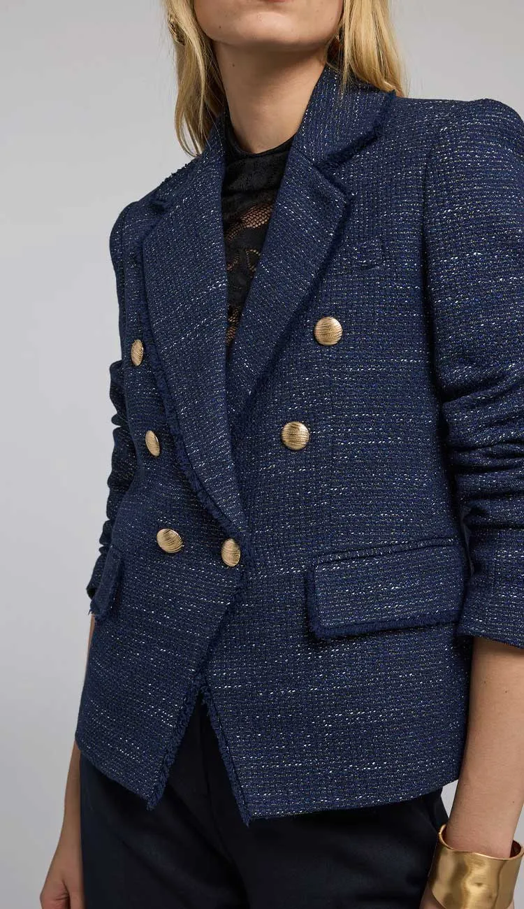 Eliza Tweed Blazer Navy Gold