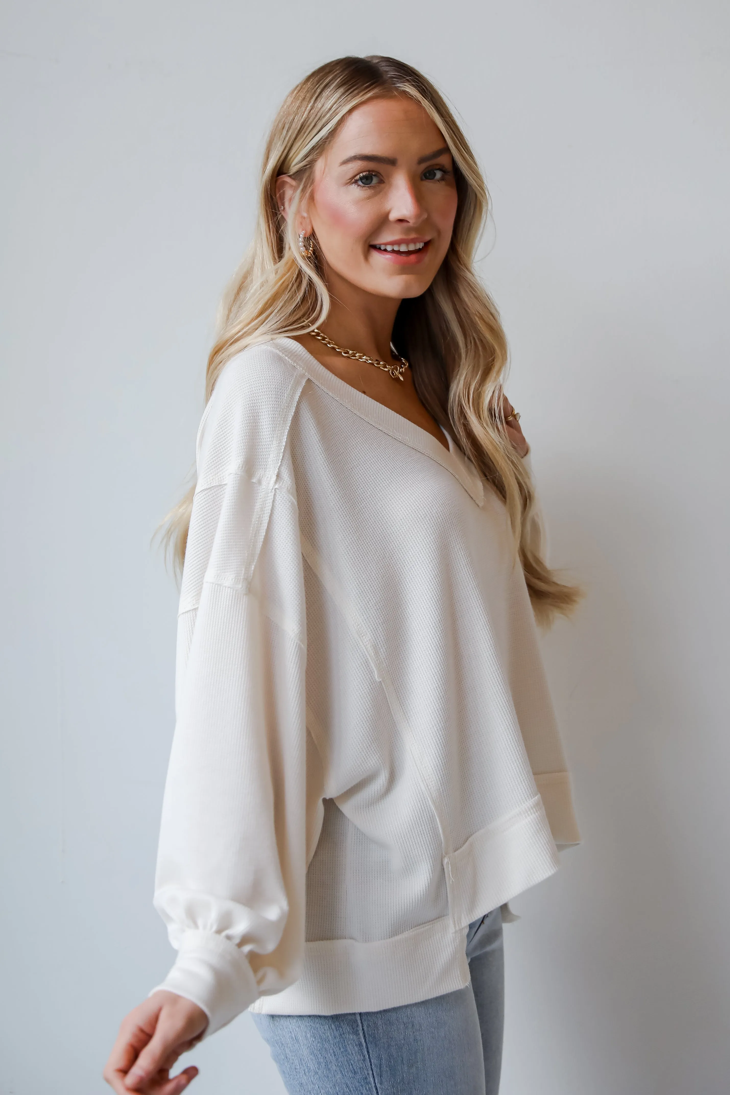 FINAL SALE - Timeless Perfection Off White Waffle Knit Top