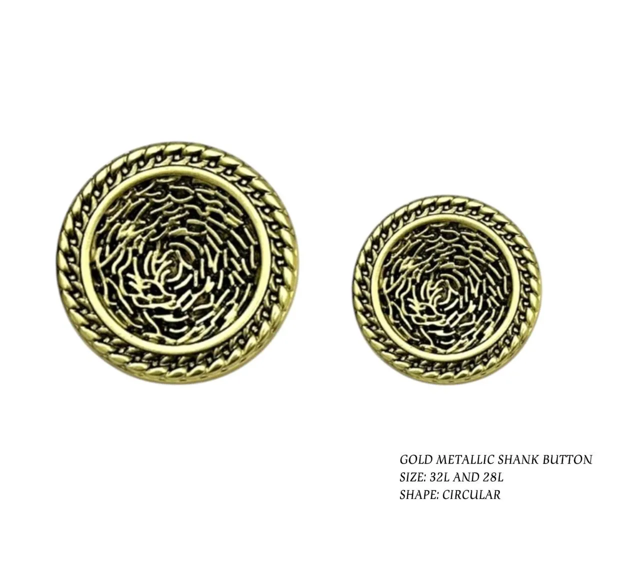 Golden Circular 1 Hole Shank Metal Buttons