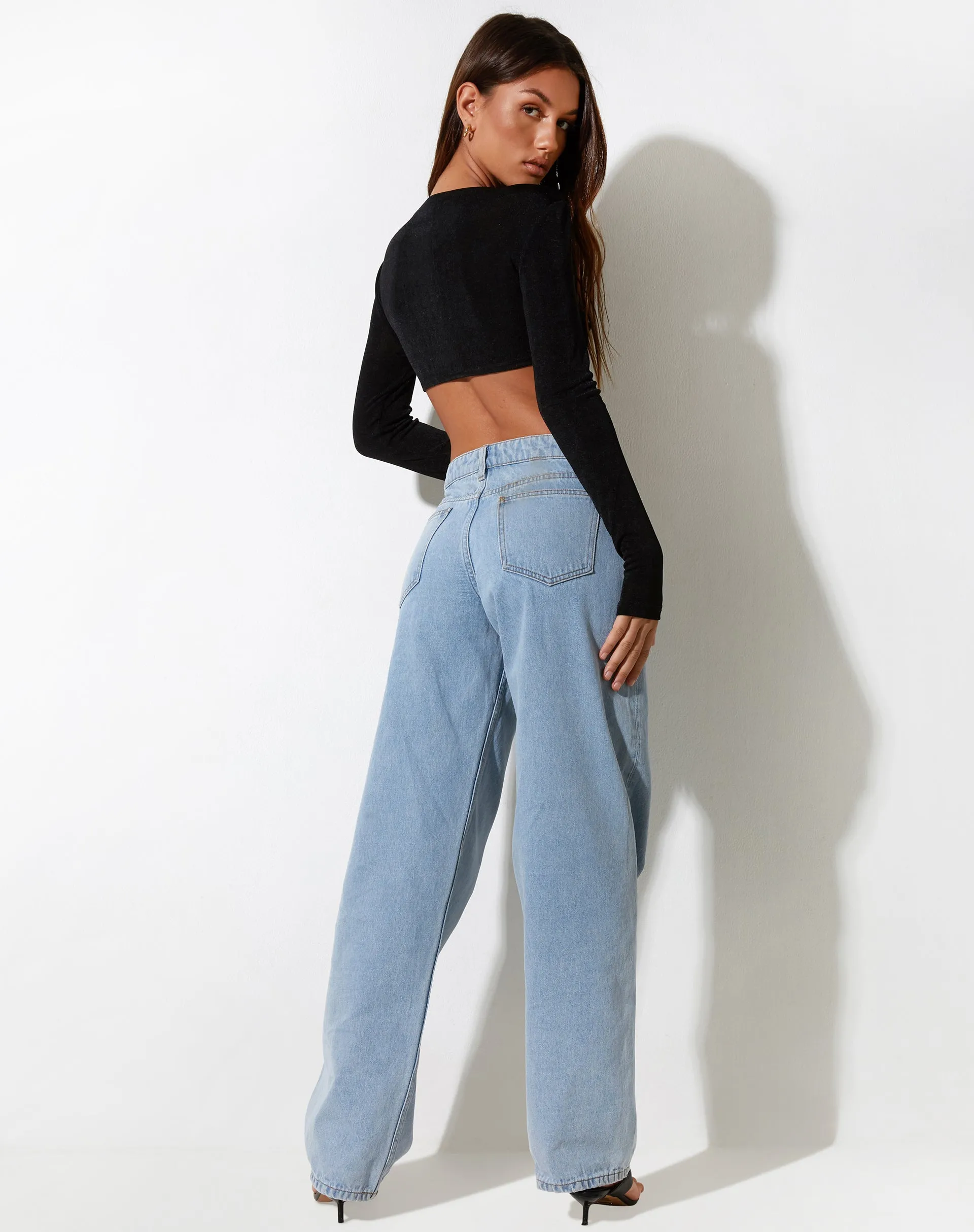 Hanta Crop Top in Crepe Black