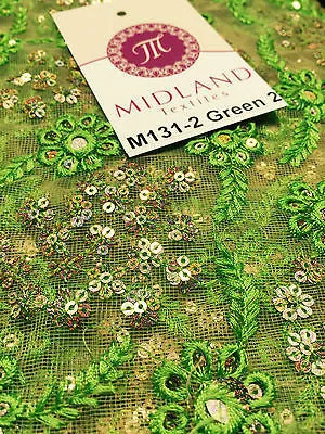 Indian Floral Intricate sequin embroidered Tulle net dress fabric 40" Wide M131