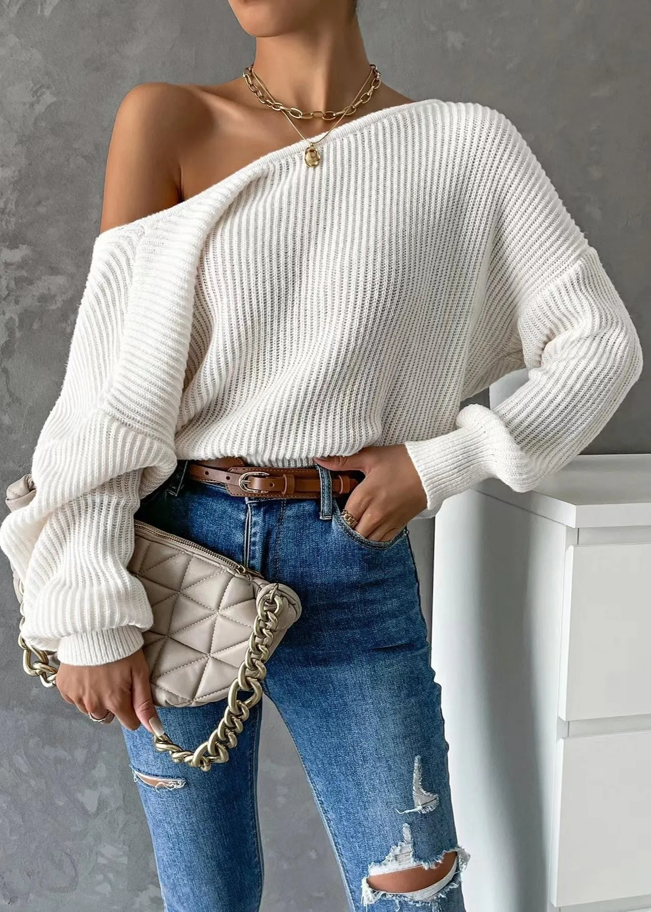 Ivyshape | Backless Knitted Sweater Soft Long Sleeve Design