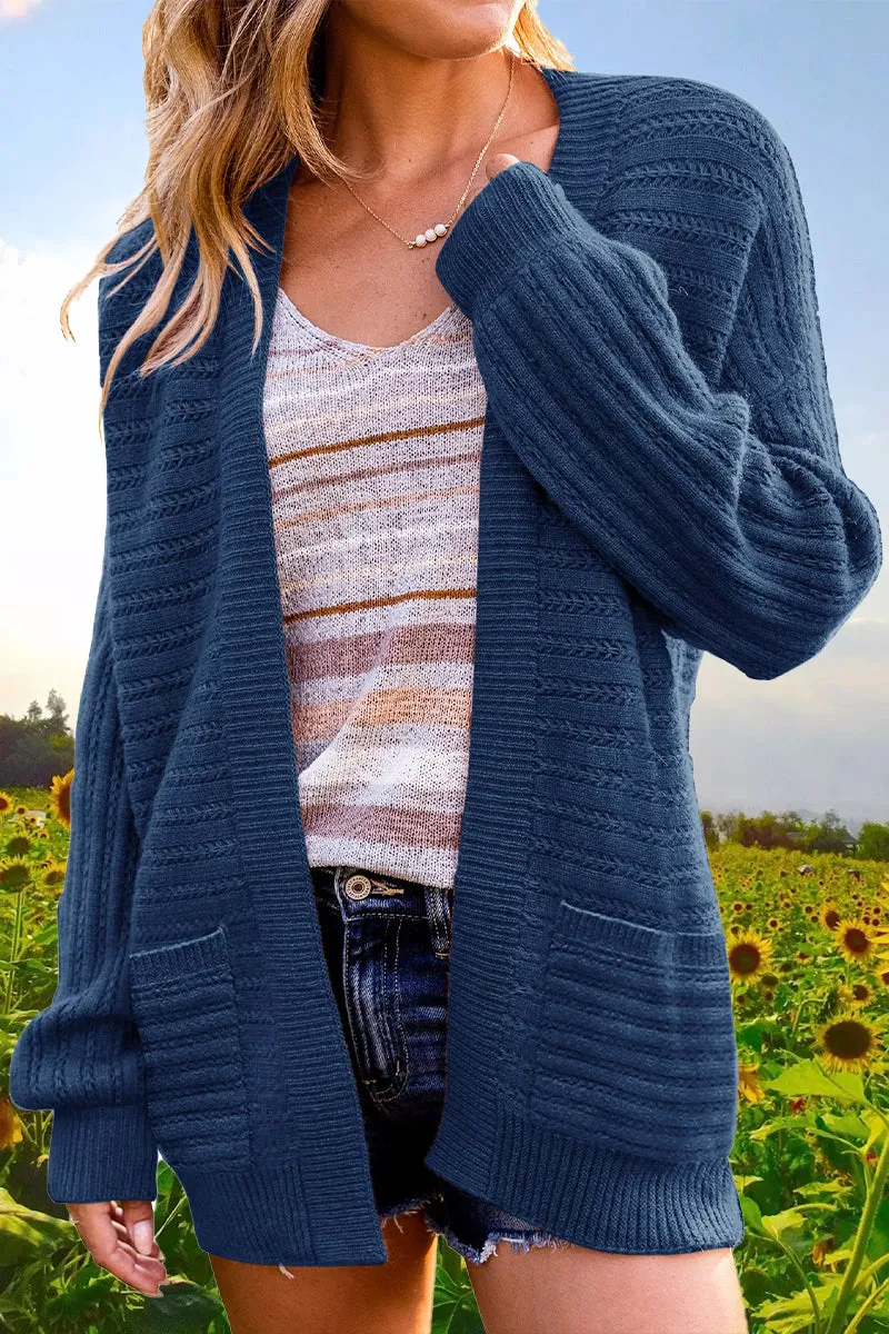 Ivyshape | Casual Solid Hollowed Out V-Neck Cardigans