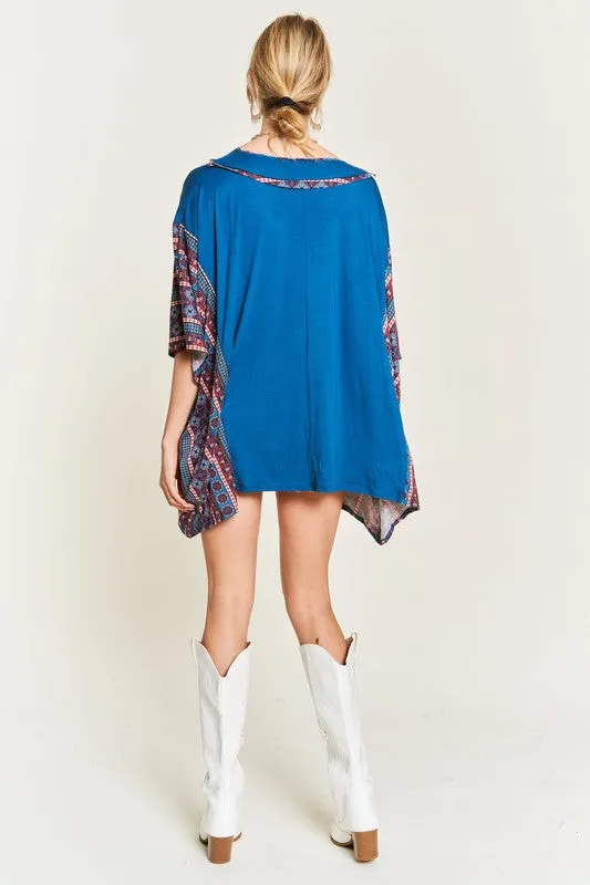 JADE by JANE Teal Tunic Bohemian Poncho