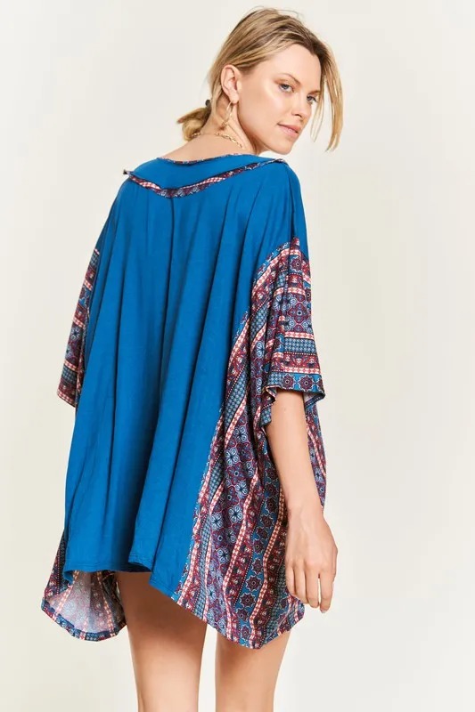 JADE by JANE Teal Tunic Bohemian Poncho