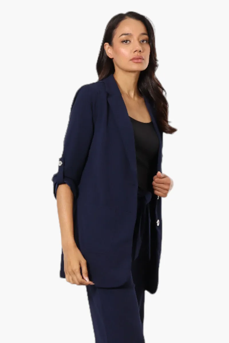 Limite Roll Up Sleeve 2 Button Blazer - Navy