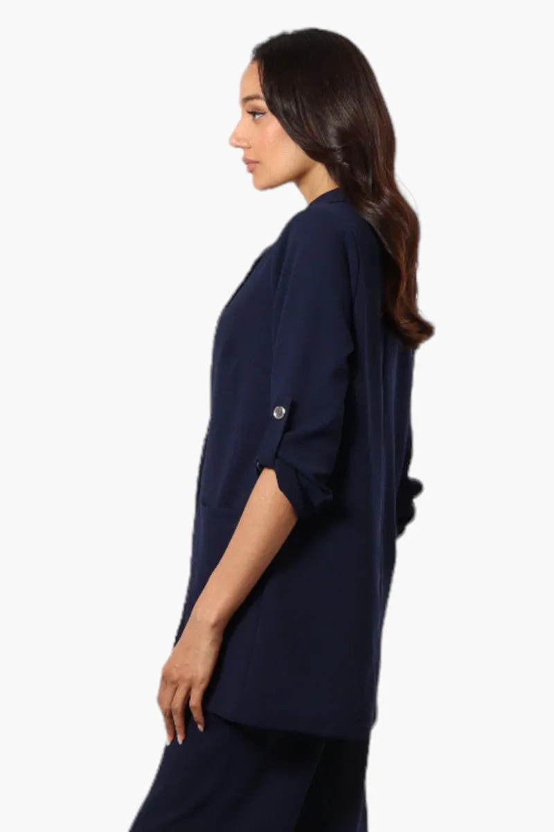 Limite Roll Up Sleeve 2 Button Blazer - Navy