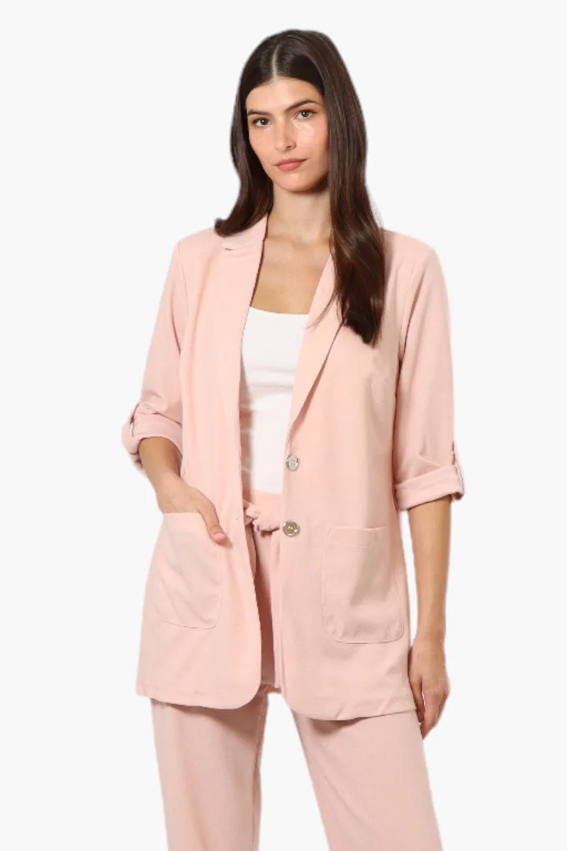 Limite Roll Up Sleeve 2 Button Blazer - Pink