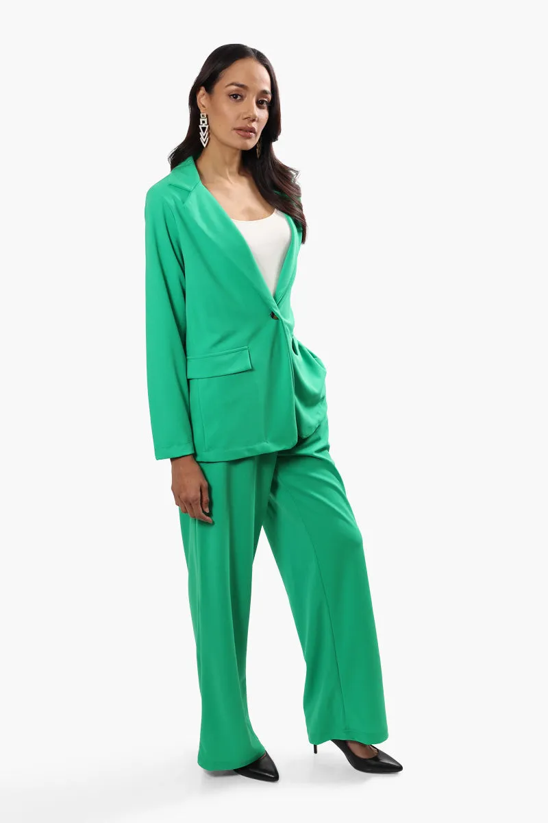 Limite Solid Single Button Blazer - Green