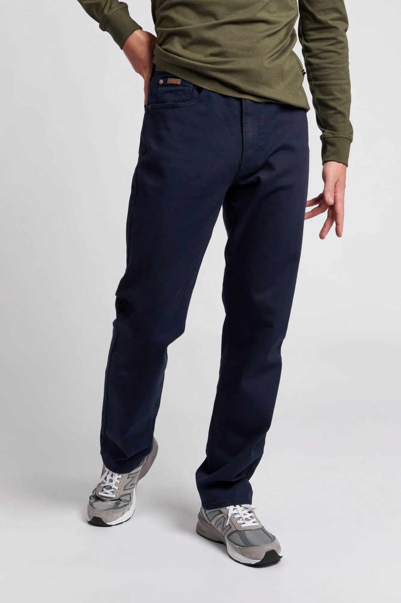 Mens 5 Pocket Slub Twill Trousers in Navy Blue