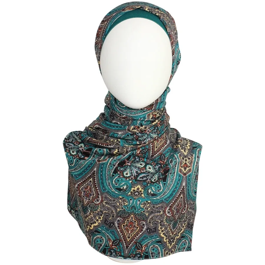 Multi-Patterned Jade Green Hijab